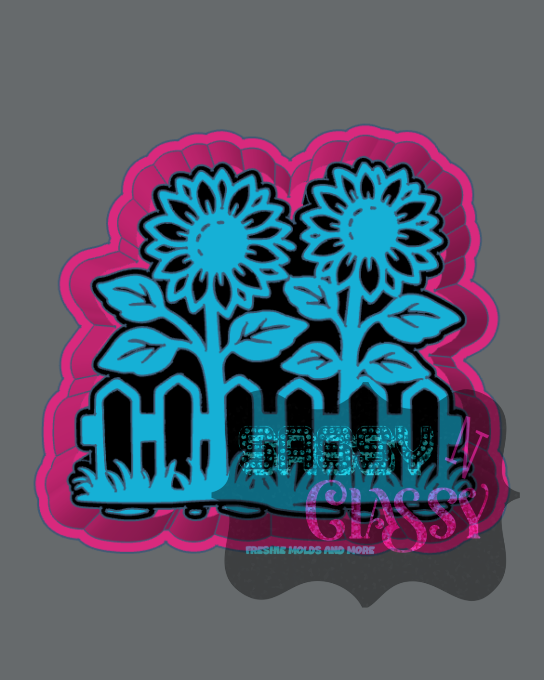 Sunflowers with Picket Fence Freshie Mold