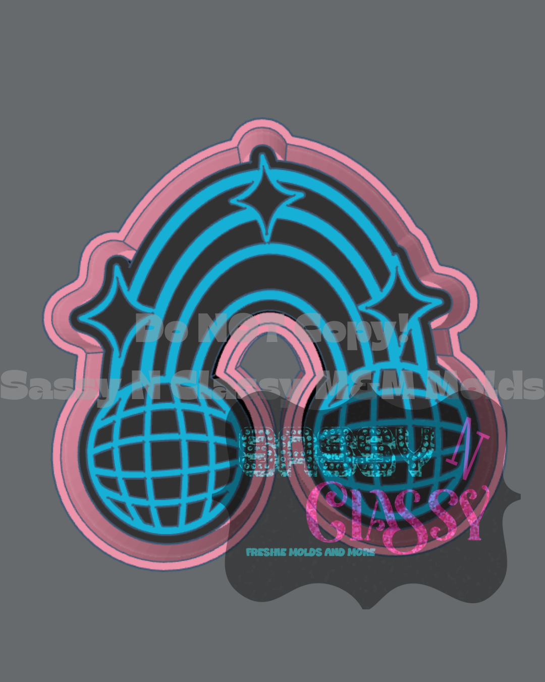 Disco Rainbow with Sparkles Freshie Mold