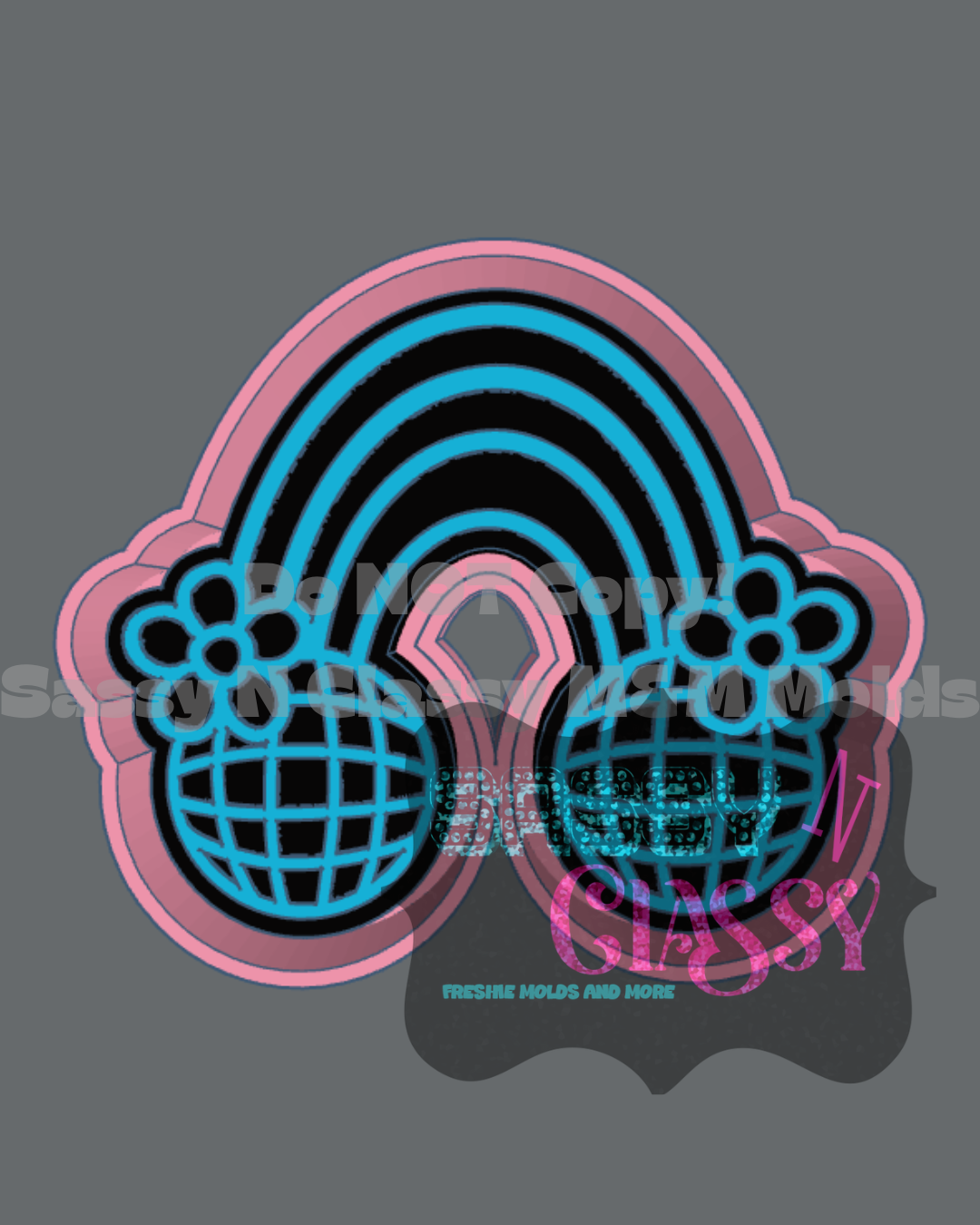 Disco Rainbow with Daisies Freshie Mold