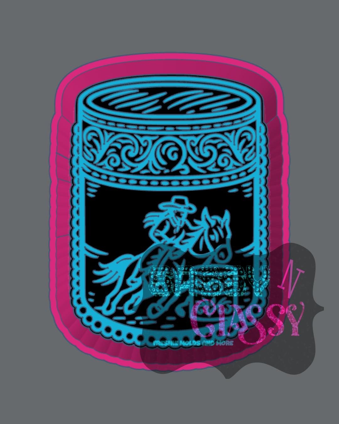 Tooled and Jeweled Barrel Racer Freshie Mold