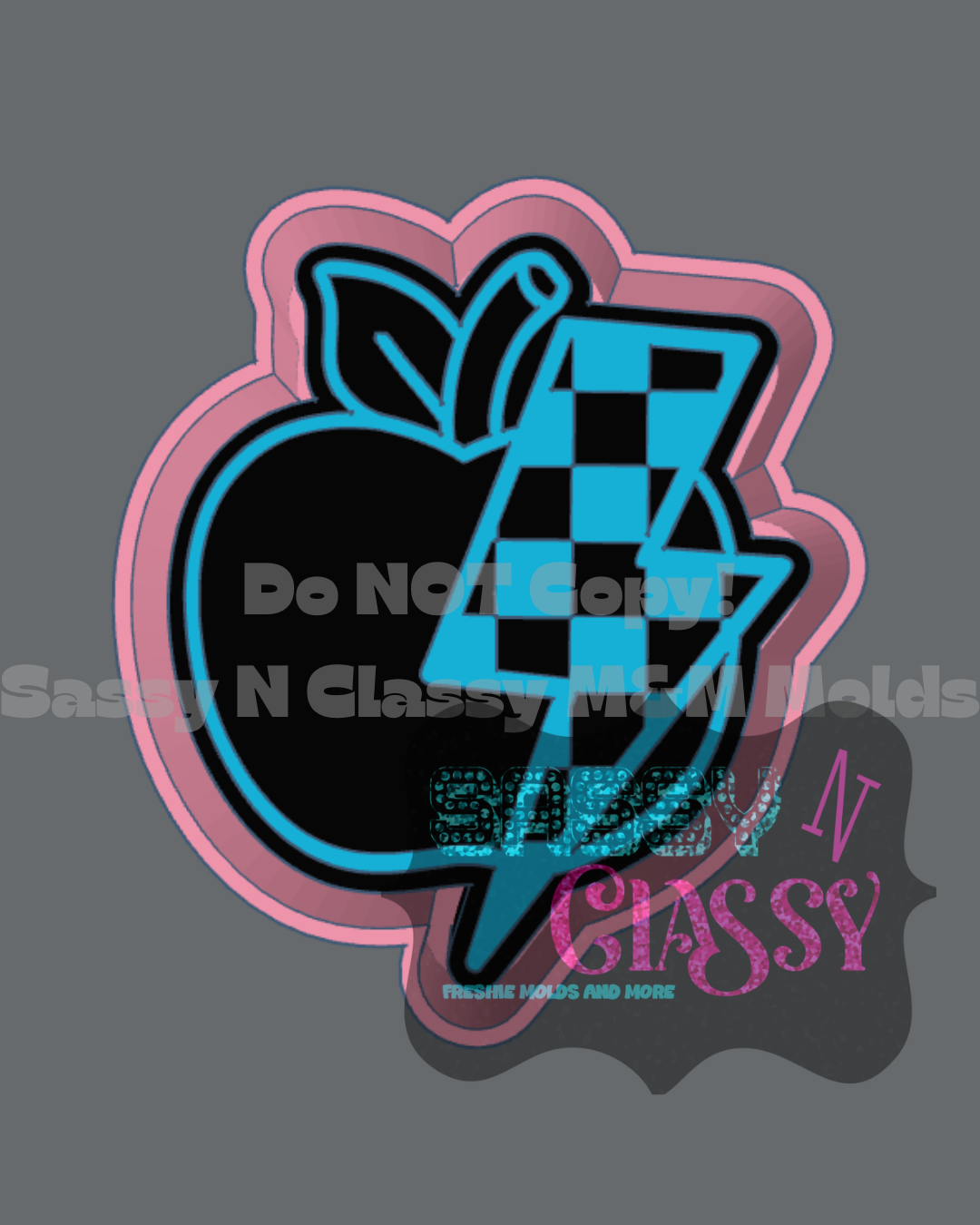 Apple with Checkered Bolt Freshie Mold