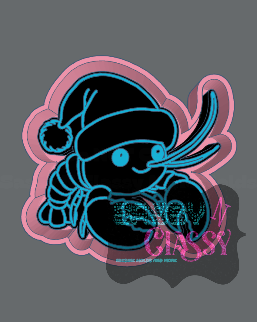 Crawfish with Santa Hat Freshie Mold