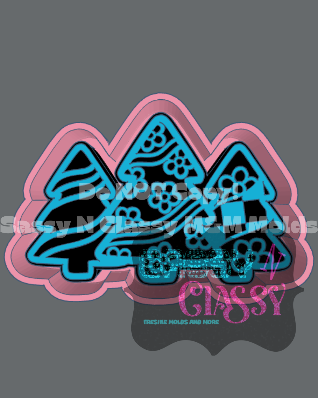 Groovy Trio Christmas Trees Freshie Mold