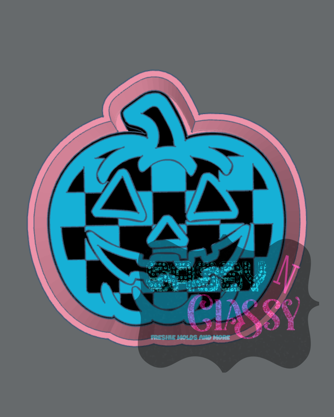 Checkered Jack O Lantern Freshie Mold