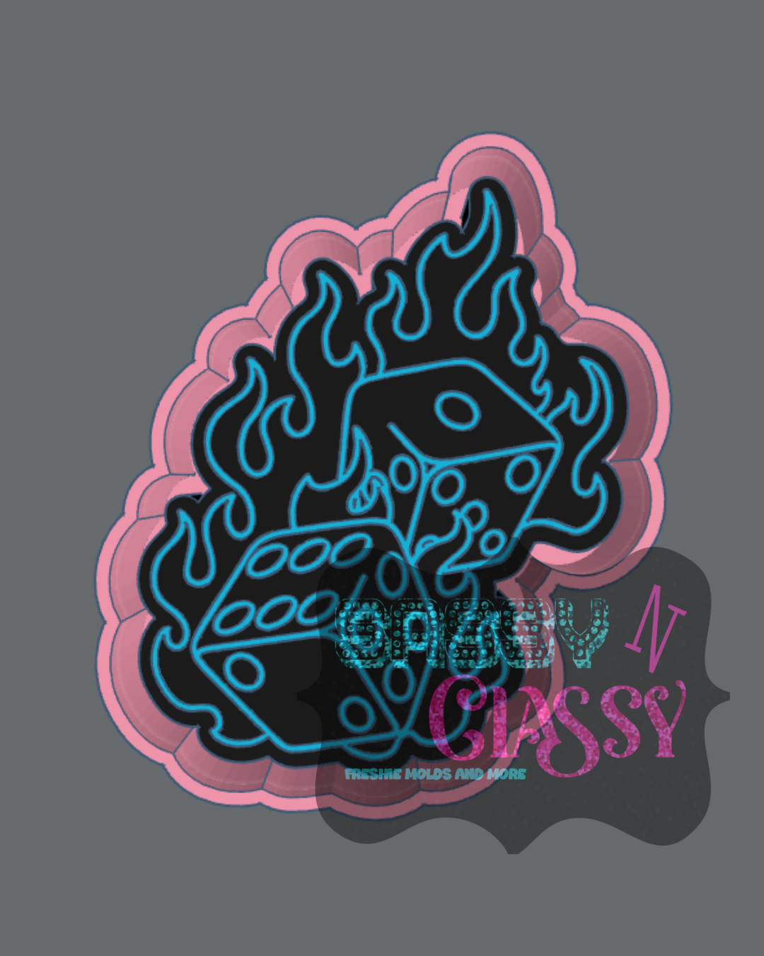 Flaming Dice Freshie Mold