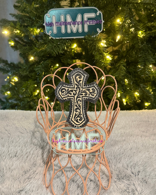 Tooled and Jeweled Cross Freshie Mold