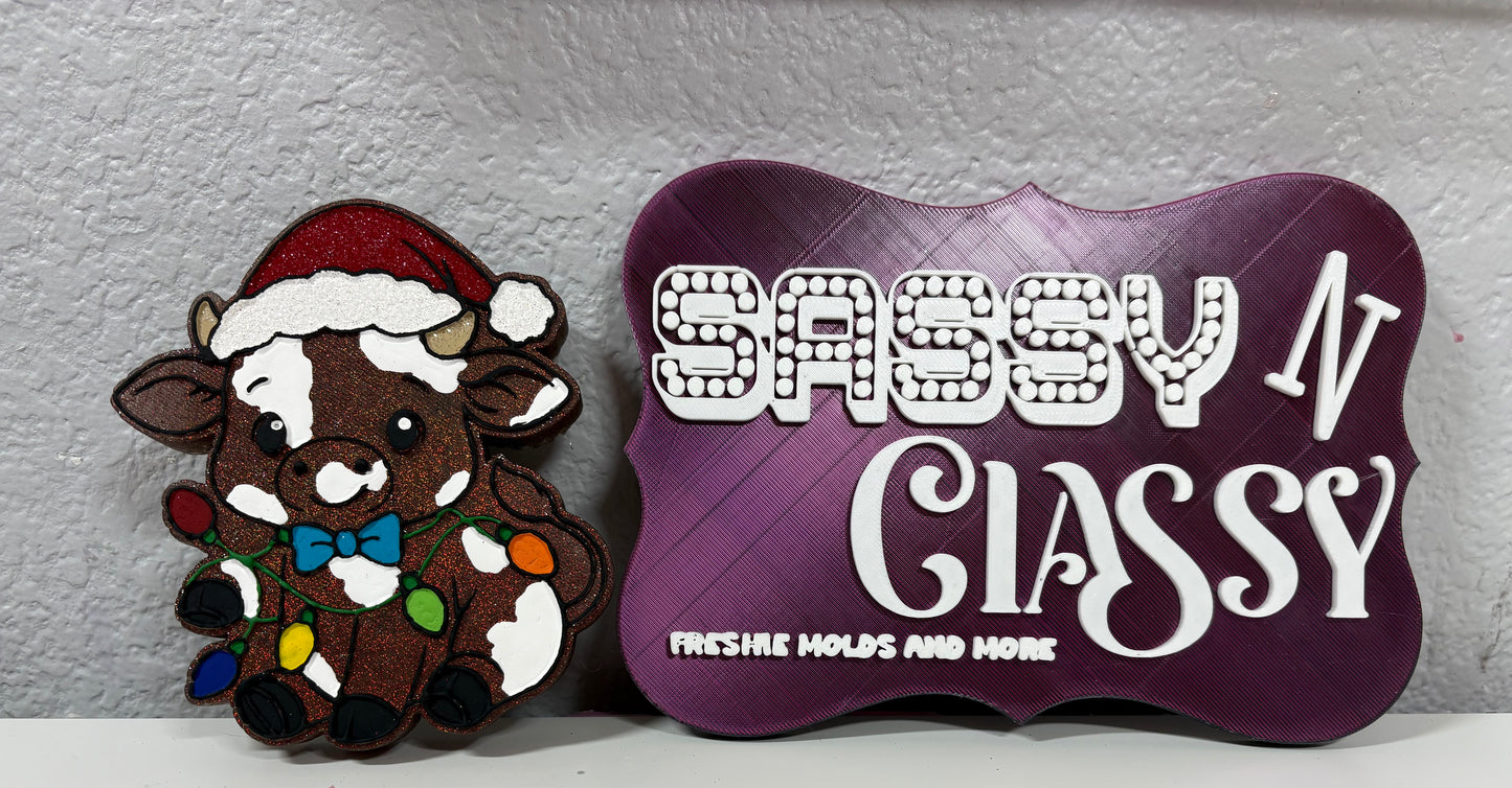 Cow Santa in Lights Freshie Mold