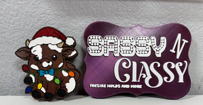Cow Santa in Lights Freshie Mold