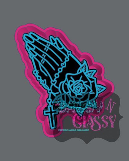 Praying Hands with Rosary Freshie Mold