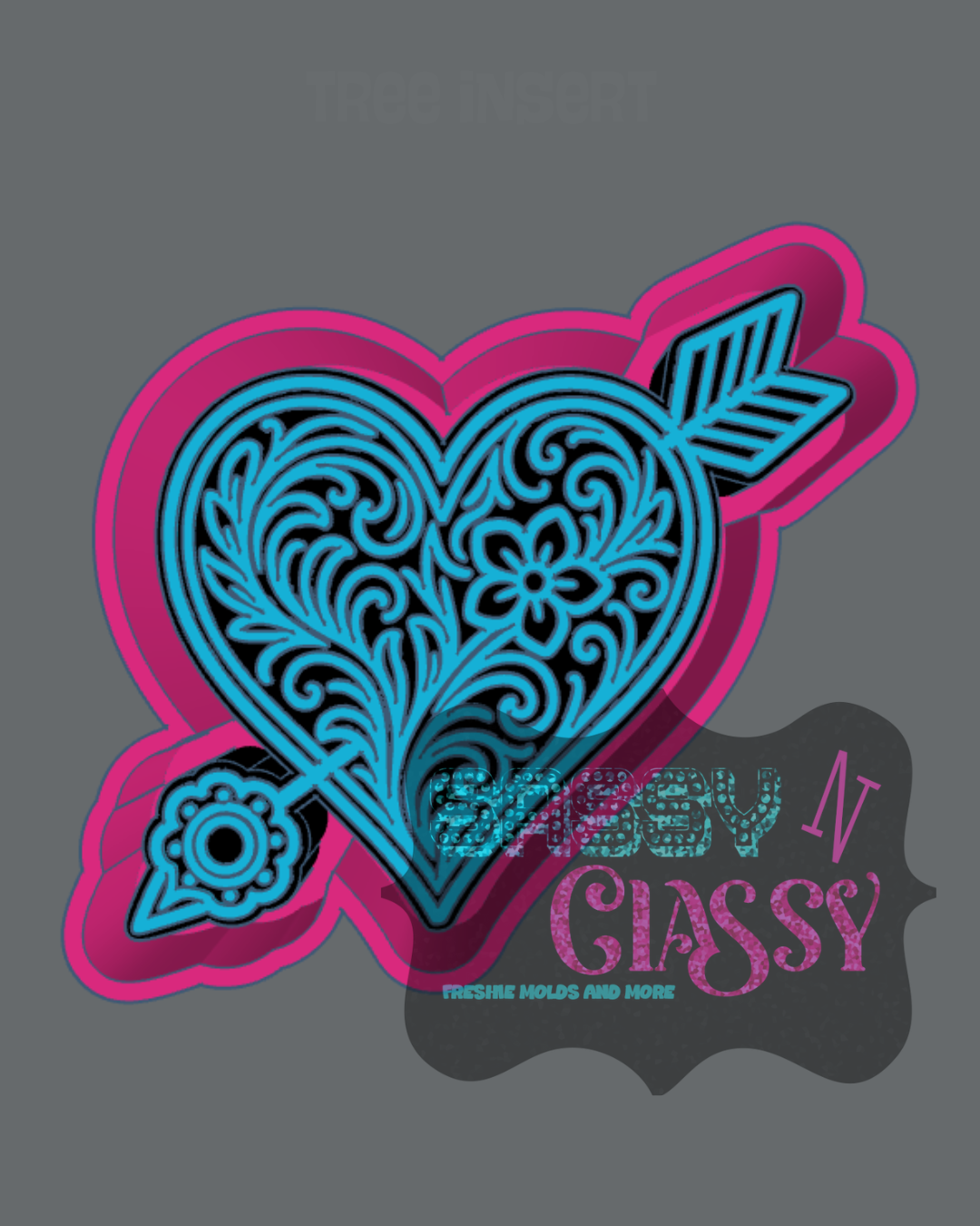 Tooled Heart and Arrow Freshie Mold