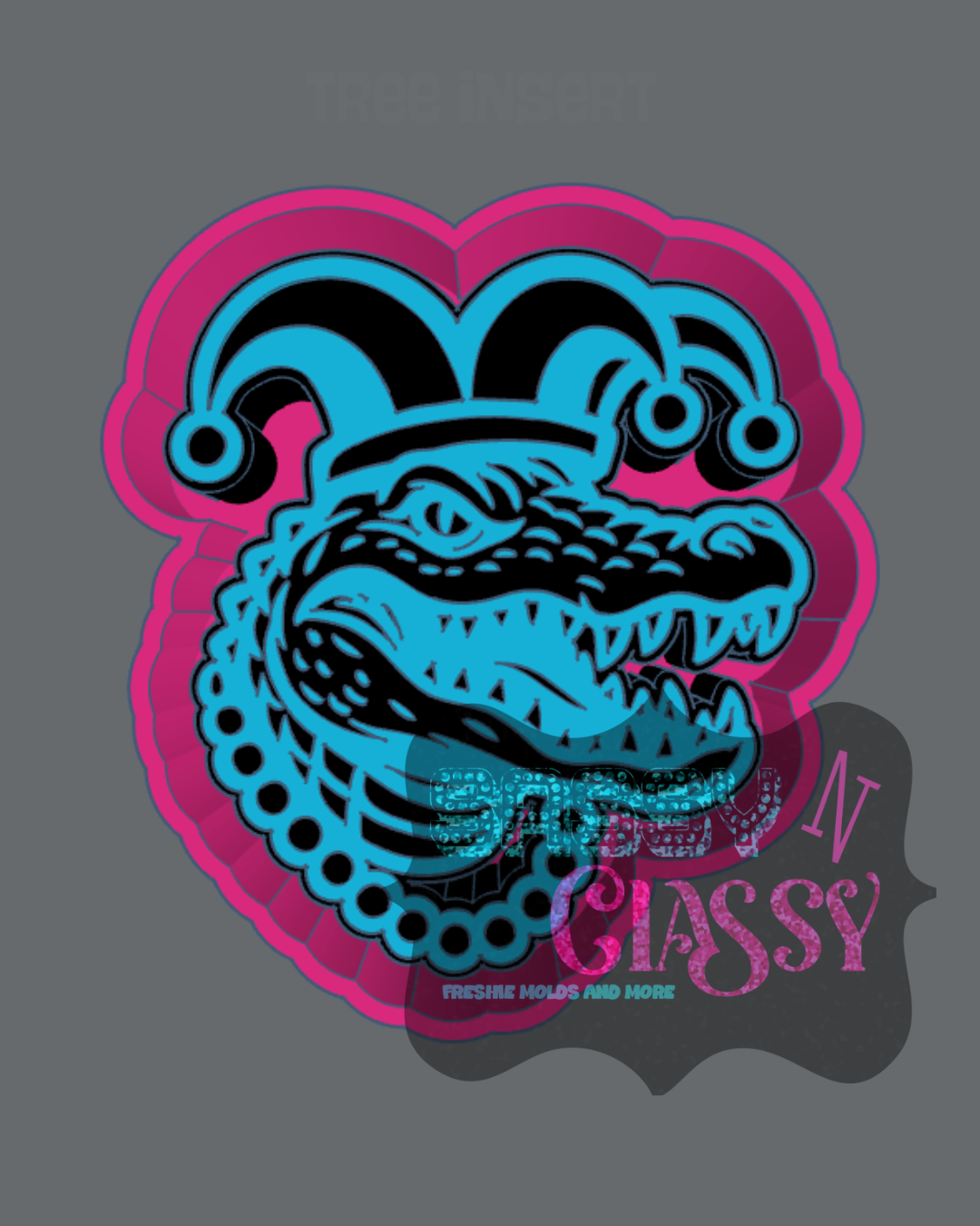 Mardi Gras Gator Head Freshie Mold