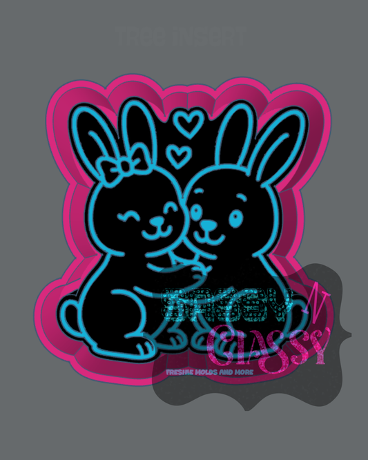 Cute Bunny Couple Freshie Mold