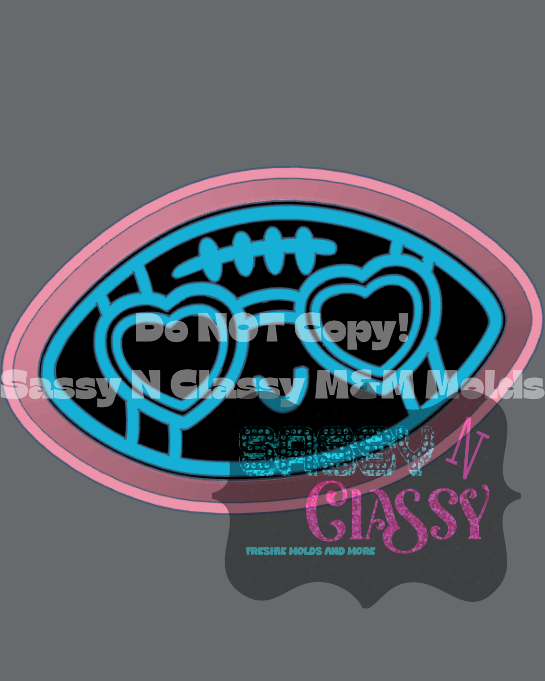 Heart Sunglasses Football Freshie Mold