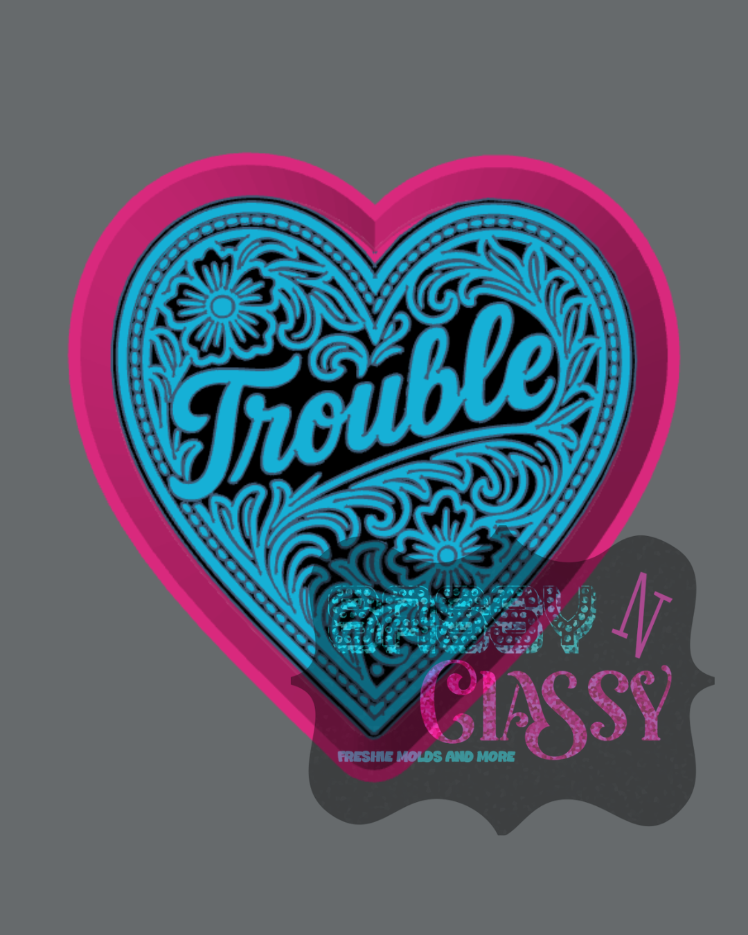 Tooled Trouble Heart Freshie Mold