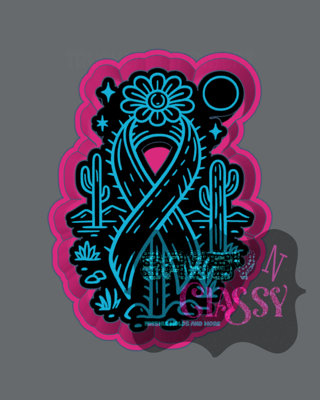 Cactus Blossom Awareness Ribbon Freshie Mold