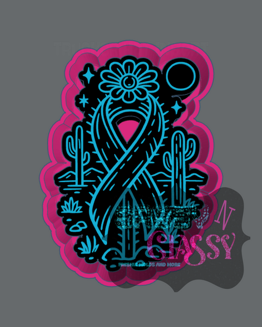 Cactus Blossom Awareness Ribbon Freshie Mold