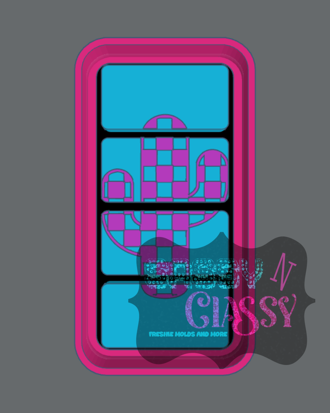 Checkered Cactus Freshie Mold