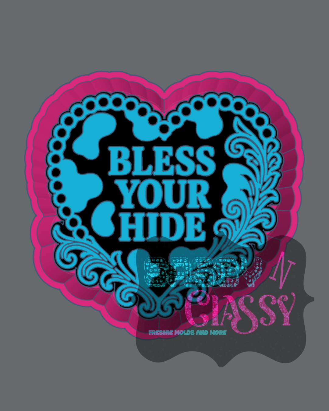 Tooled and Jeweled Bless Your Hide Freshie Mold