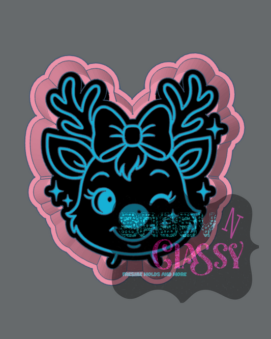 Winking Reindeer Freshie Mold