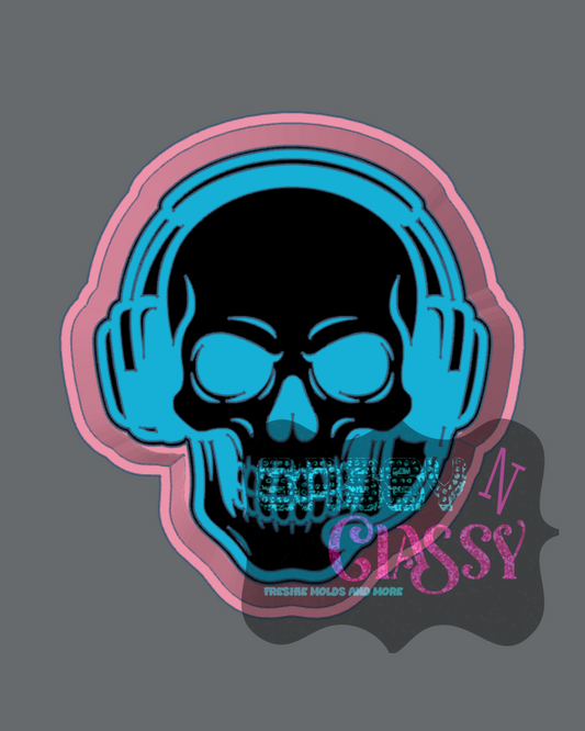 Skull with Headset Freshie Mold