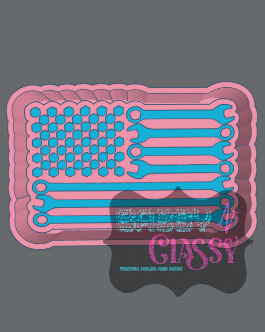 Bolt and Wrench Flag Freshie Mold