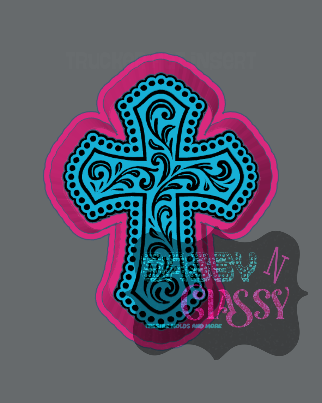 Tooled and Jeweled Cross Freshie Mold