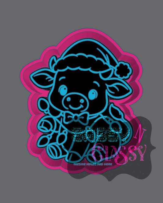 Cow Santa in Lights Freshie Mold