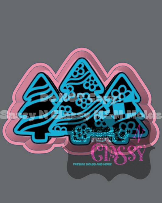 Groovy Trio Christmas Trees Freshie Mold
