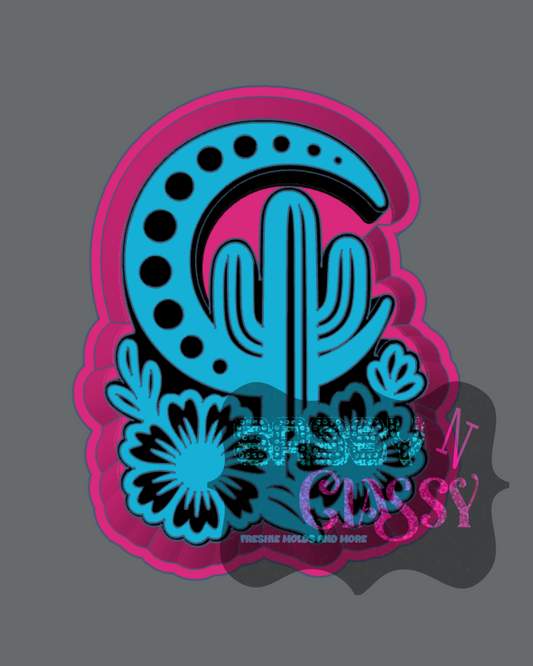 Turquoise Moon and Cactus Freshie Mold