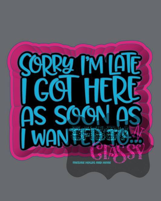 Sorry I'm Late Freshie Mold