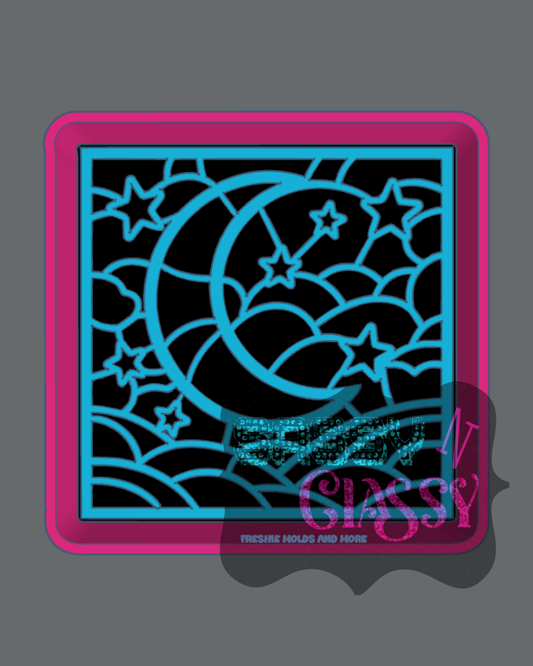 Moon and Stars Stained Glass Freshie Mold