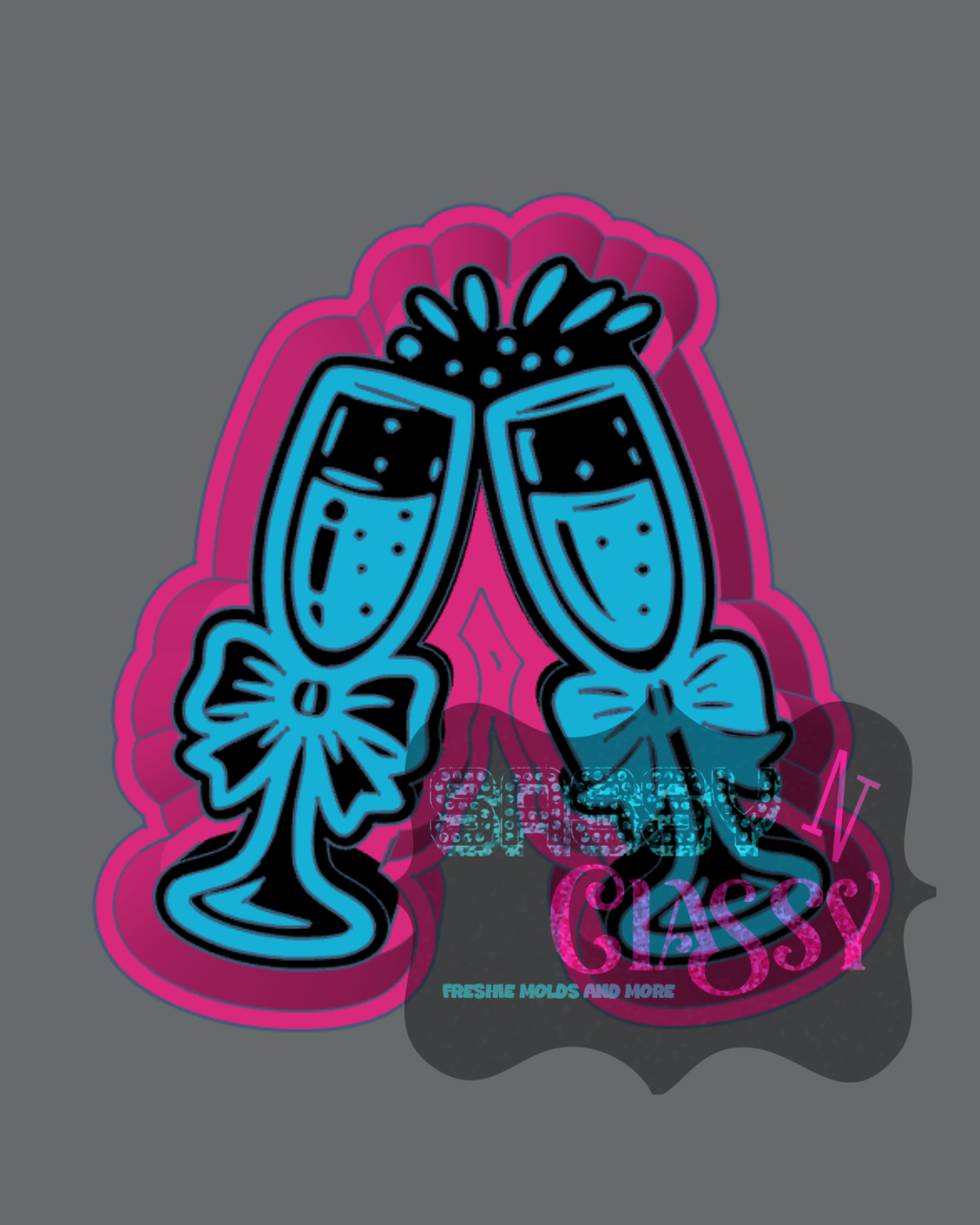 Bride and Groom Champagne Glasses Freshie Mold