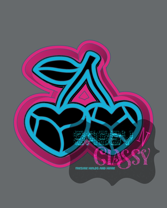 Heart Cherries Stained Glass Freshie Mold