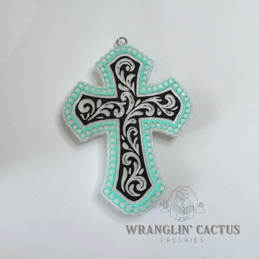 Tooled and Jeweled Cross Freshie Mold