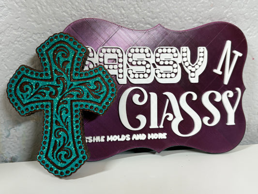 Tooled and Jeweled Cross Freshie Mold