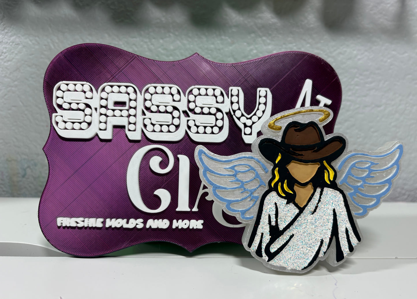 Cowgirl Angel with Tilted Halo Freshie Mold