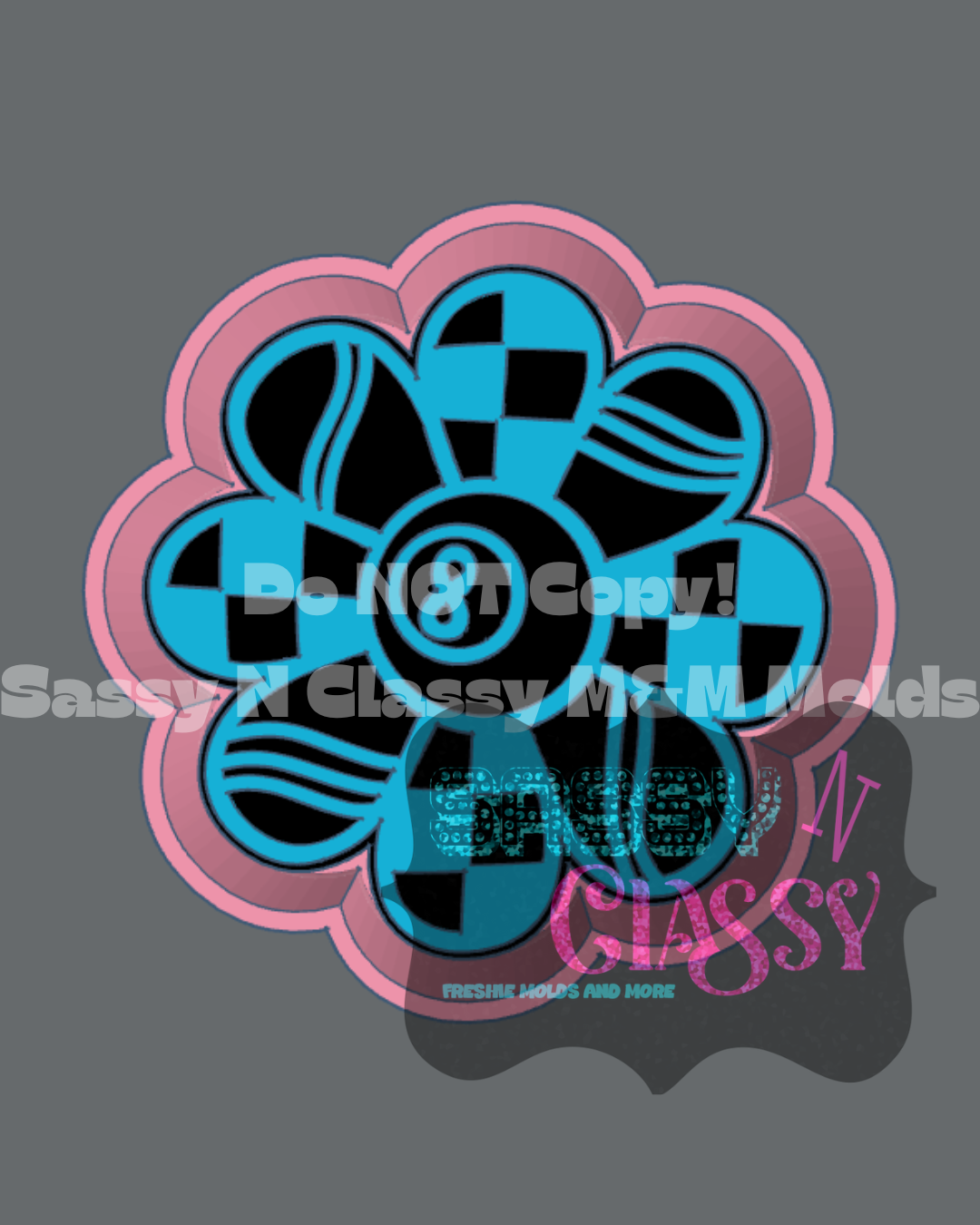 8 Ball Flower Freshie Mold